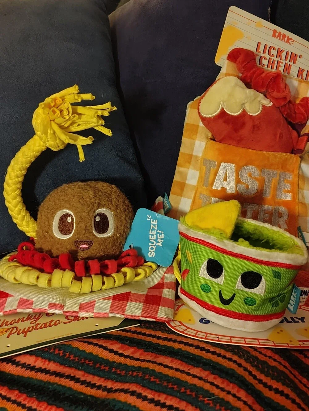 NWT BarkBox Dog Toy Lot of 3 - Guac-A-Molly, Lickin Kitchen Kit & Puptato Skins